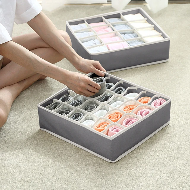 Washable Lingerie Socks Storage Container with Dividers Large Capacity  Underwear Storage Box Clothes - AliExpress