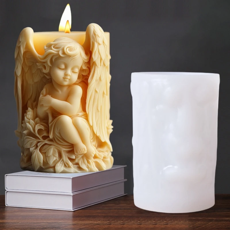 2025 Prayer Angel Relief Cylinder Candle Silicone Mold Wings Angel Resin Mould Flower Relief Concrete Cement Gypsum Molds silicone mold silicone candle mold silicone candle molds candle mold cylindrical candle mold