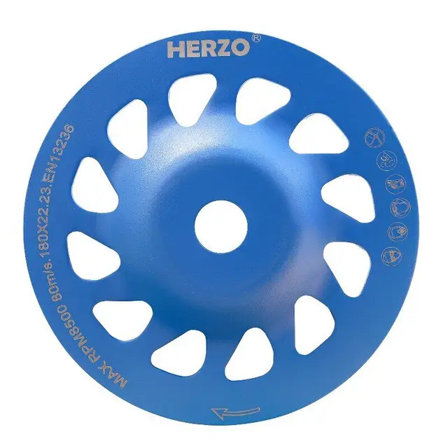 Disco Abrasivo Diamantato 125mm HERZO - Mola A Tazza Per Calcestruzzo E Pietra | Usa A Secco O Bagnato