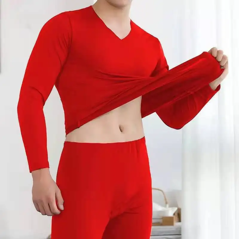 Winter Thermal Underwear Long Johns Seamless Warm Clothes Couple Pyjamas Men's Double-sided Velvet Warm Bottoming Suits femme