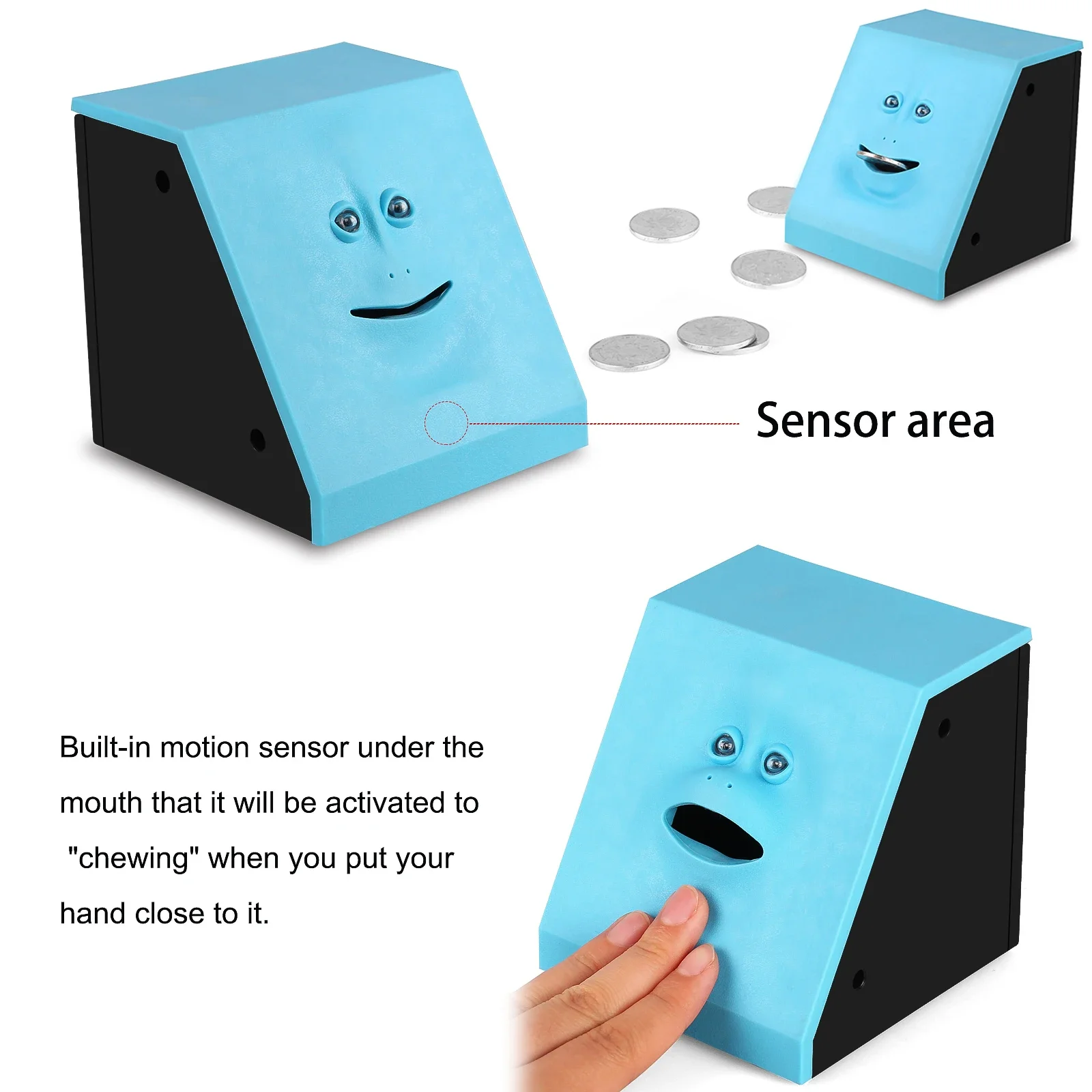 Automatic Money Coin Eating Savings Facebank Box Piggy Bank Novelty Gift for Kids Face Pot Eating Coin Bank Monkey Saving toy