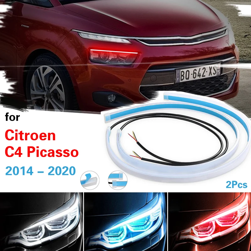 

12V Car Daytime Running Light Waterproof Flow DRL LED Strip For Citroen C4 Picasso 2014-2020 Auto Headlights Turn Signal Lamp