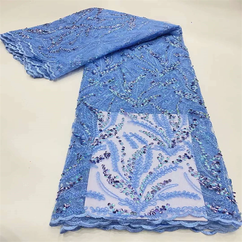 

2022 Tulle Lace High Quality African Lace Fabric Nigerian Lace Material with Sequins French Net Lace for Party Dress yzx16-79