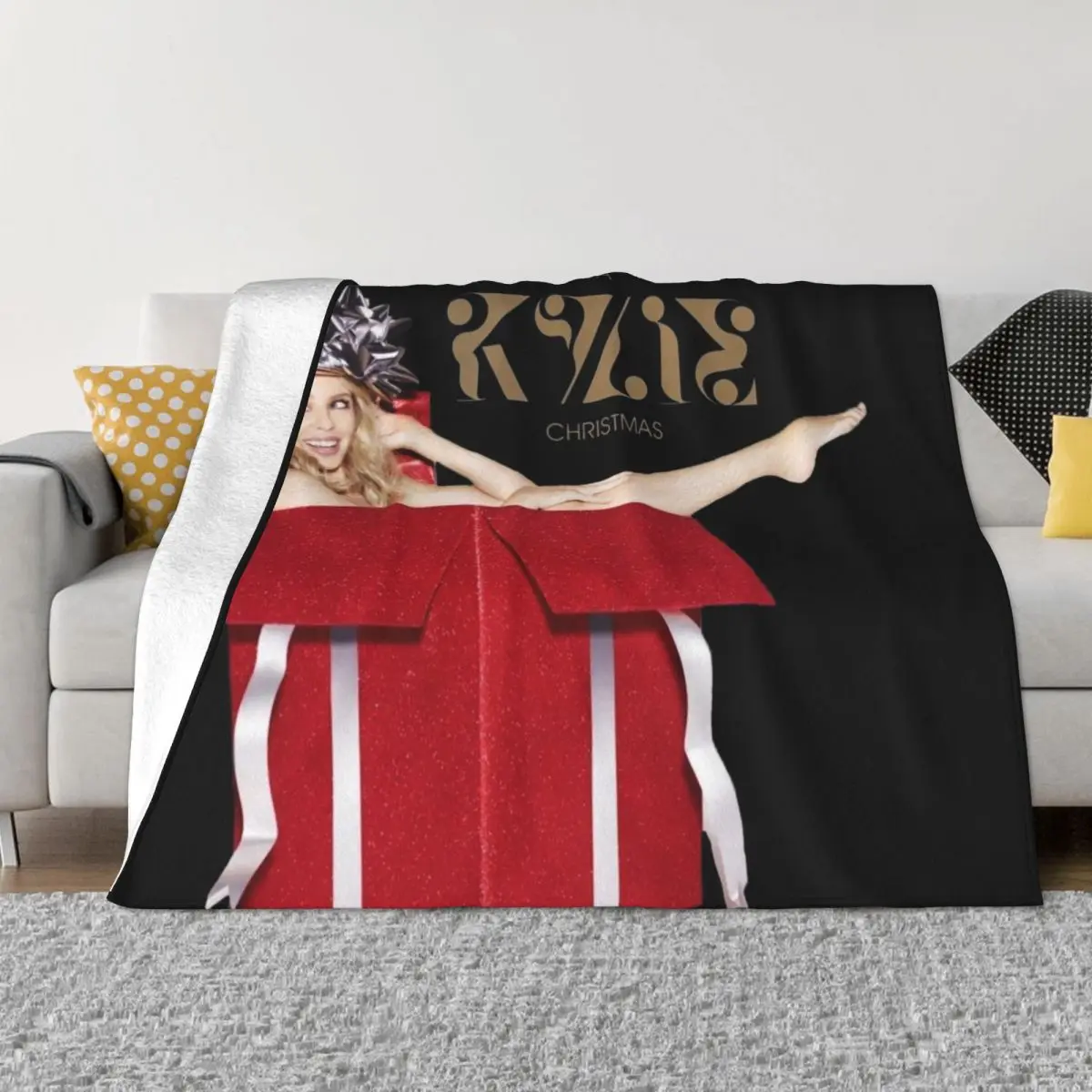 

Kylie Christmas Red Present Throw Blanket valentine gift ideas for winter Retros halloween Blankets