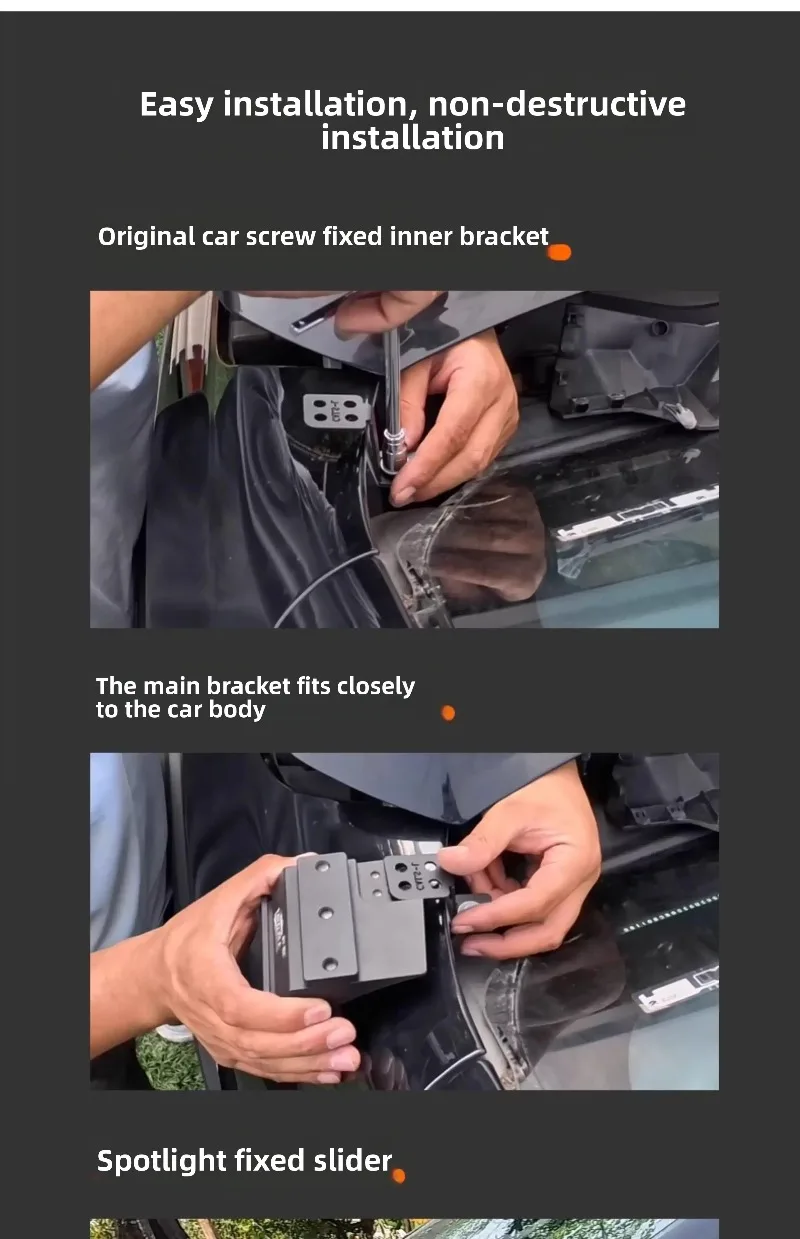 For Changan LandTop Hunter Car A Pillar Led Spotlight Bracket Front Engine Hood Quick Release Dual Guide Rail Expansion Stand detail image 5