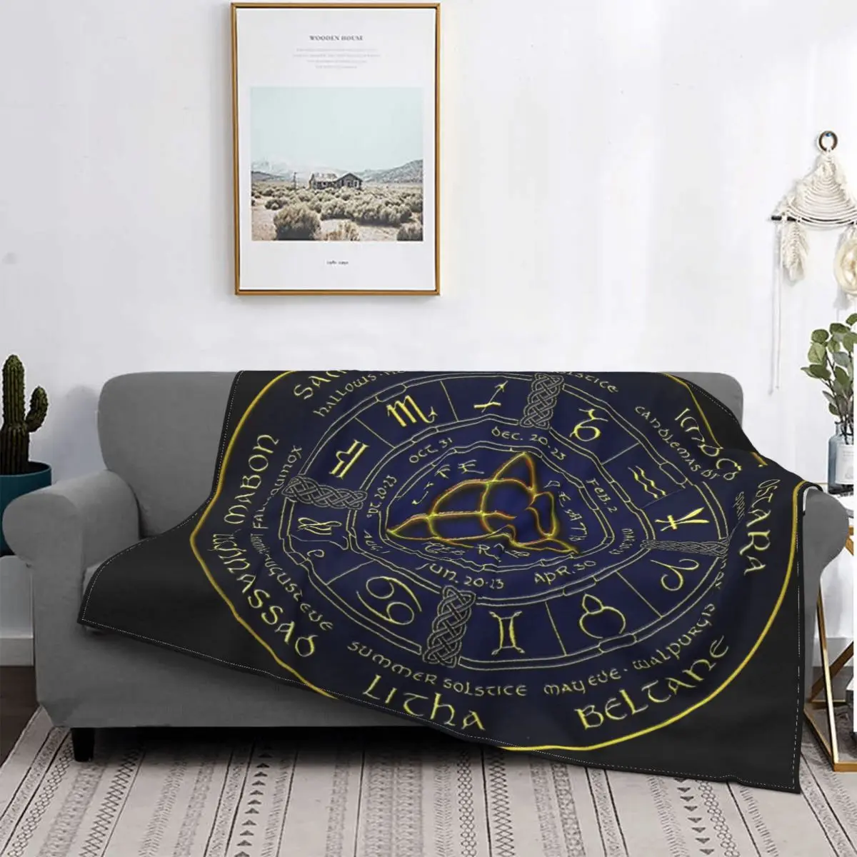 Manta pagana con estampado de la Rueda del Año, colcha para cama, toalla de playa, manta con capucha, colchas para cámara