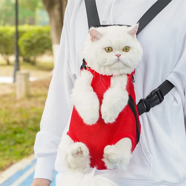 Adjustable Cat Dog Carrier Bag Pet Double Shoulder Backpack Portable Bag Outdoor Travel Camping Hiking Chest Strap Bag 2