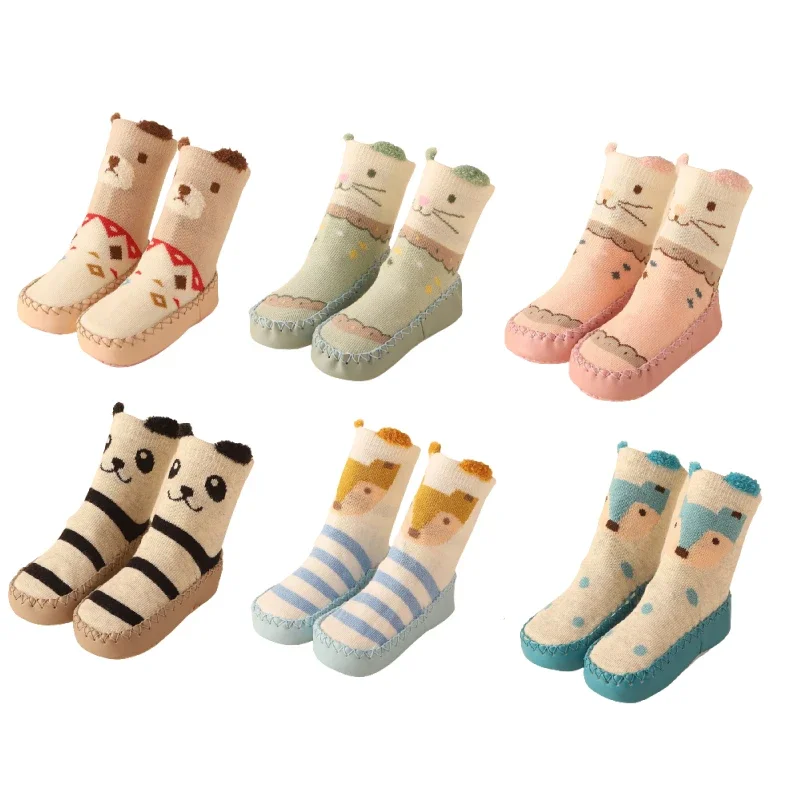 

Newborn Girls Boys Cute Toddler Shoes Socks Winter Baby Cartoon Animal Floor Socks with Rubber Soft Anti Slip Sole Infant Stuff