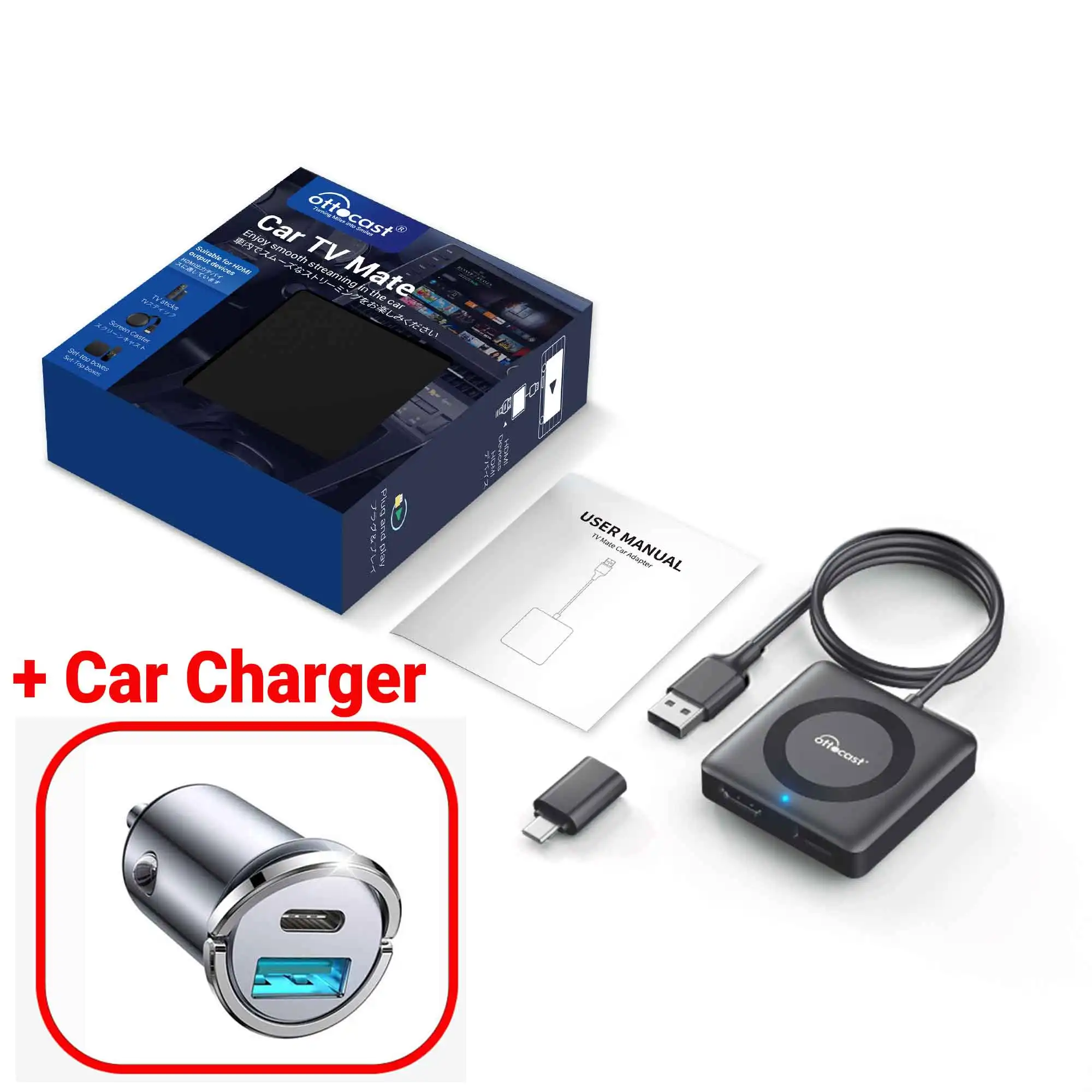 OTTOCAST Car TV Mate Wired to Wireless CarPlay Adapter