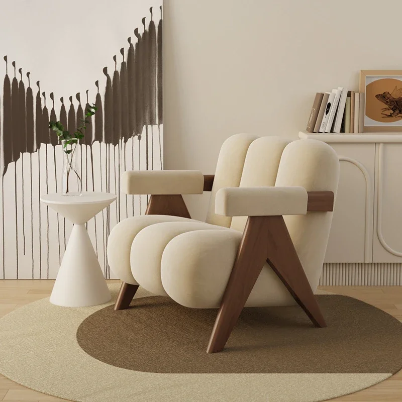 

Ji Ji Feng living room single person sofa chair designer bedroom sofa chair Japanese cream wind balcony lounge chair