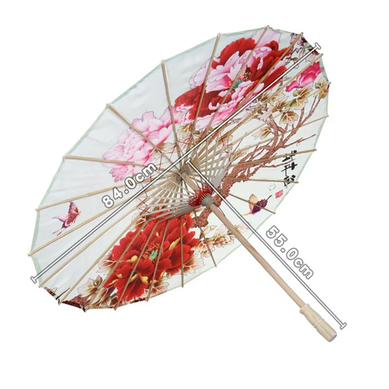 1PC Cheongsam Performance Dance Umbrella Silk Cloth Umbrella Wood Chinese Parasols Photography Props Asian Theme Decoration