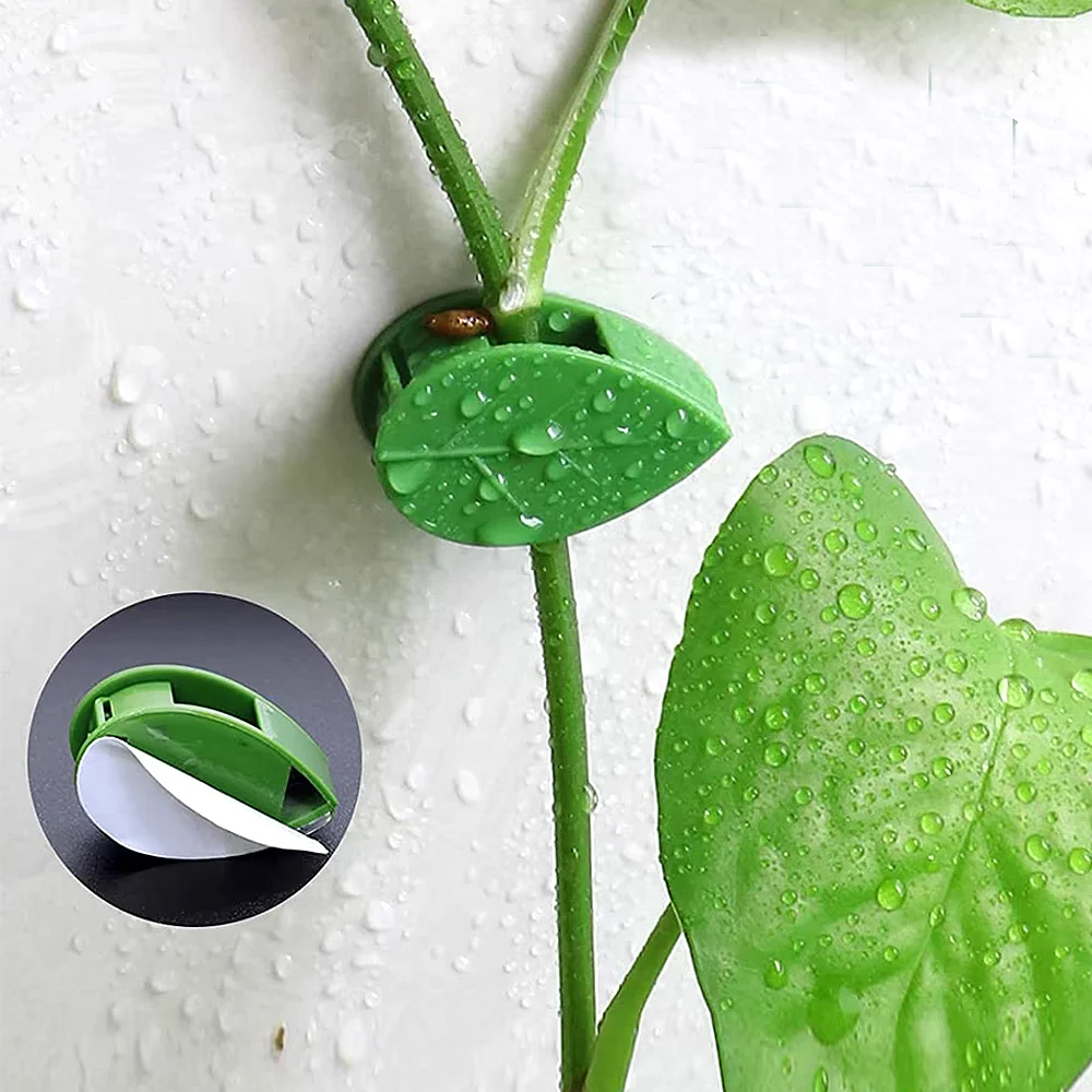 Plant Fixing Clip Self Adhesive Leaf Shaped Invisible Hook Green Plant Support Frame Vine Climbing Clamp Home Garden Supplies
