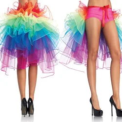 Lady's Rainbow Tail Ballet Tutu Skirt for Women 2023 Cosplay Costume Halloween Dress Up Fluffy Rave Dance Skirt Stage Show