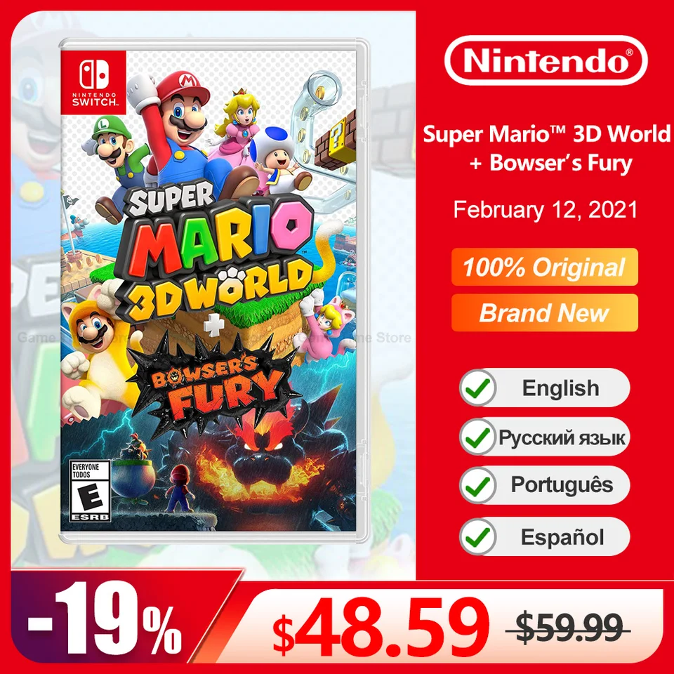 Cartucho de jogos Nintendo Switch, Super Mario, 3D World Bowsers Fury, Jogo,  Cartas físicas, Ofertas - AliExpress