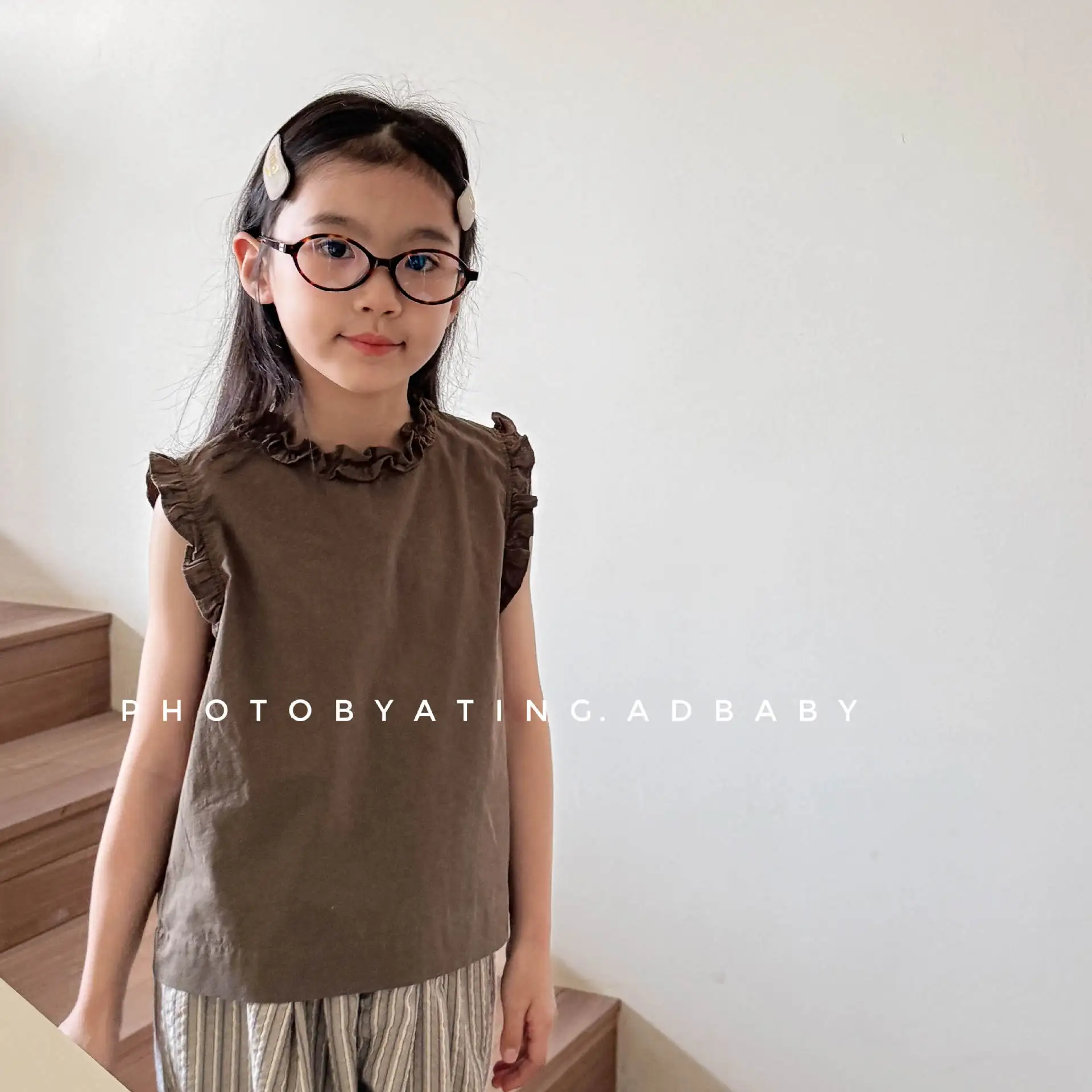 Kids shirts Children's Vest Summer Korean Girl's Sleeveless Lace 1-7Year Casual Tops