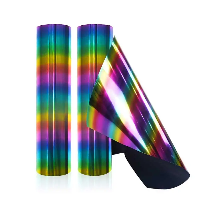  AHIJOY Heat Transfer Vinyl Metallic Foil Rainbow HTV