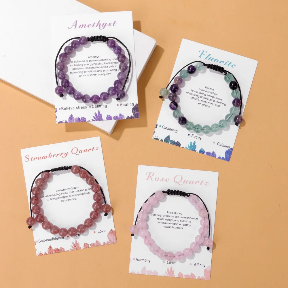 جديد الحجر الطبيعي الجمشت سوار مع بطاقة 8 مللي متر...