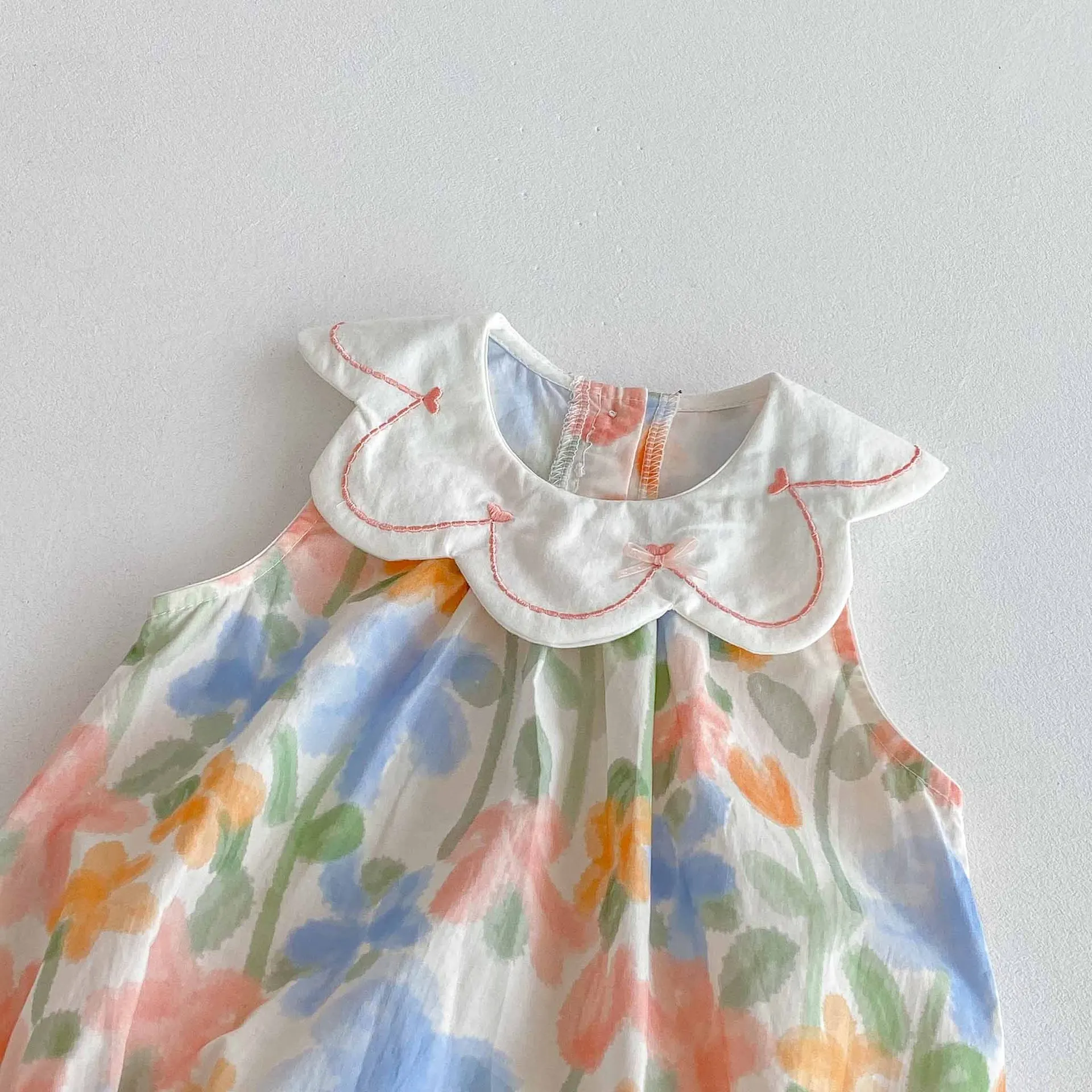Floral Print Baby Girls Bodysuit Sleeveless Outfit