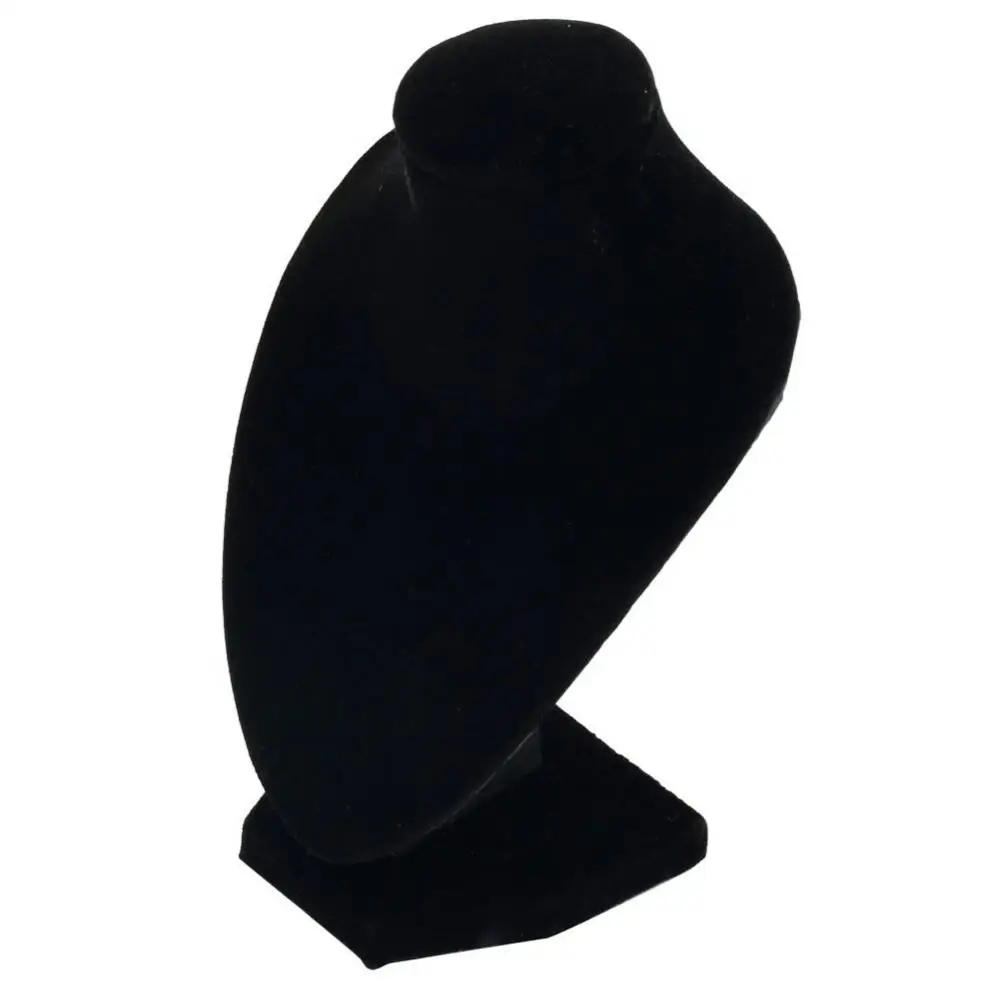 Black Mannequin Necklace Jewelry Pendant Display Stand Holder Show Decorate Rack Black Velvet Fabric Choker Organizer Showcase 3