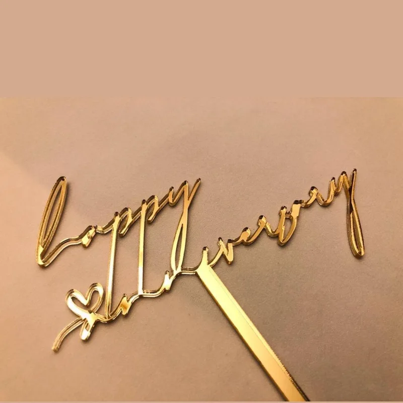 Golden Happy Birthday Acrylic Cake Toppers Creativity Birthday Cake Topper for Kids Party Decorations