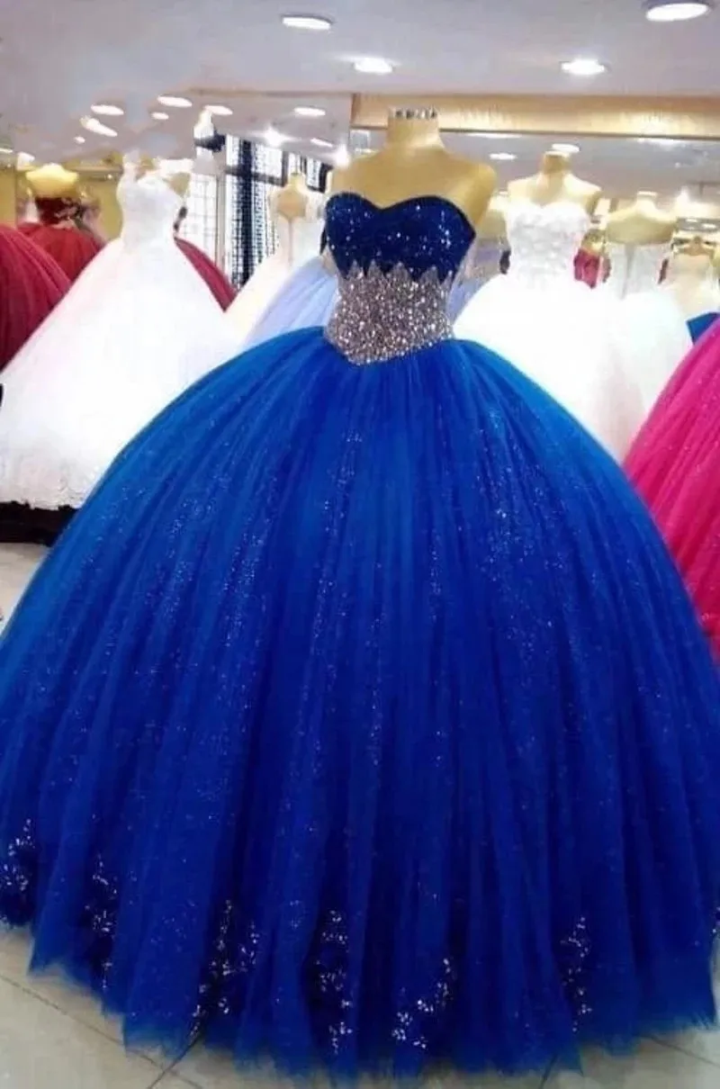 ANGELSBRIDEP Royal Blue Ball Gown Princess Quinceanera Dress Sexy Sweetheart Beaded Appliques Vestidos De Princess Party Gowns