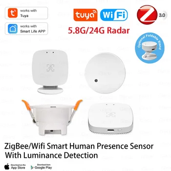 5.8G/24G ZigBee Wifi MmWave Human Presence Motion Sensor Detector With Luminance/Distance Detection Tuya Smart Home Automation 1
