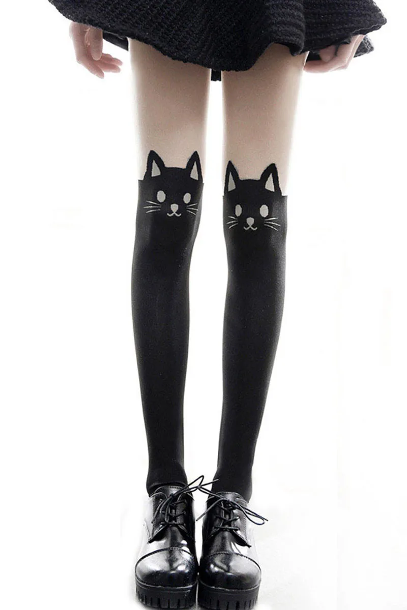 Lolita Printing Cartoon Stitching Stockings for Girls Cute Cos Socks Student JK Bottoming Pantyhose Spring Autumn Lolita Socks
