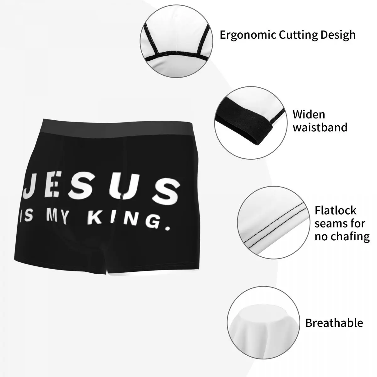 Custom Jesus Is My King Boxers Shorts Panties Male Underpants Stretch  Religious Christian God Briefs Underwear 5