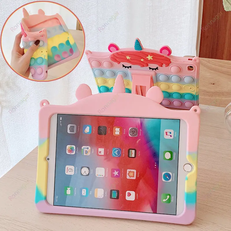 Custodia Funda Unicorno Per Ipad 10Th Gen Ipad 9Th/8/7 Gen Air5 Air 4 Pro 9.7 6Th 5Th 4Th Mini 6 Cover Cute Pop Push Bubble Kickstand