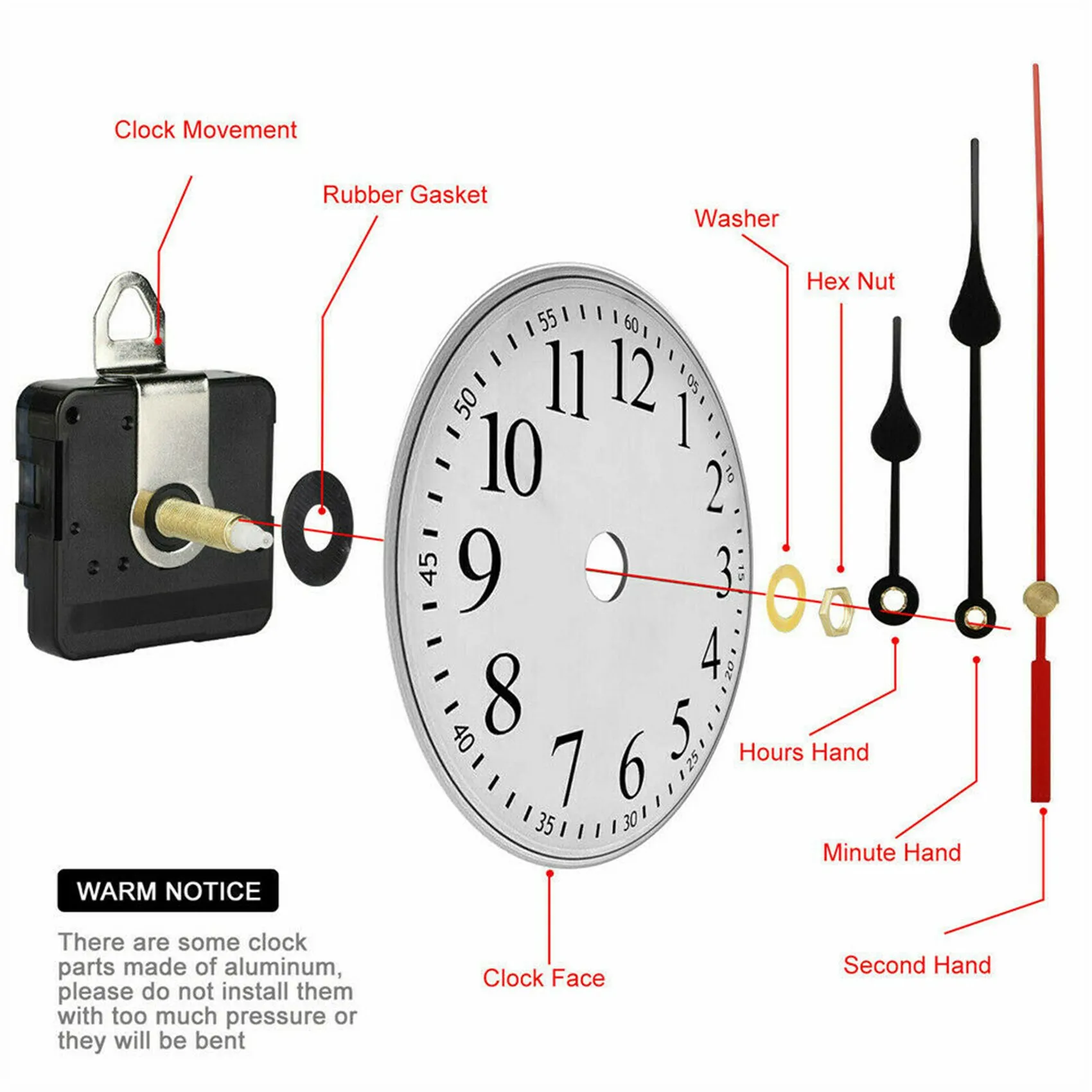 31MM Long Shaft DIY Quartz Clock Movement Mechanism Hands Wall Quartz Clock Repair Tool Parts Replacement