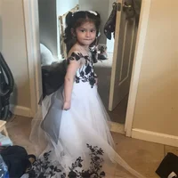 فستان الأميرة زهرة فتاة مزين بالتول طول الأرض أنيق بدون أكمام كلاسيكي رسمي للمناولة الأولى حسب الطلب 3