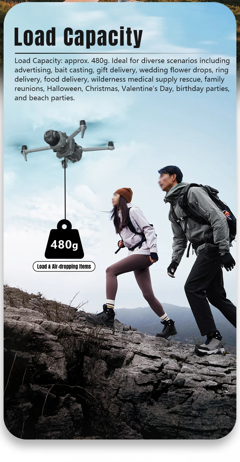 Système de largage aérien 12KM pour DJI Mavic 4 Pro larguant une charge utile en vol.