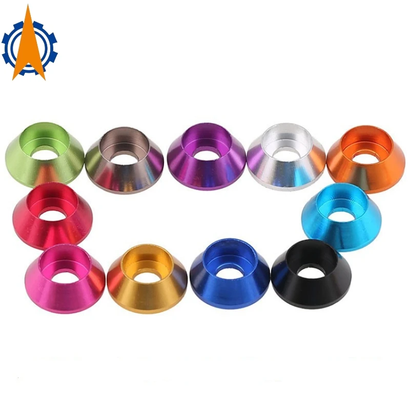 

Aluminum Cap Head Cone Washer M2 M2.5 M3 M4 M5 M6 M8 Aluminum Alloy Hex Aap Head Gasket Washer for RC Parts Car Accsesories