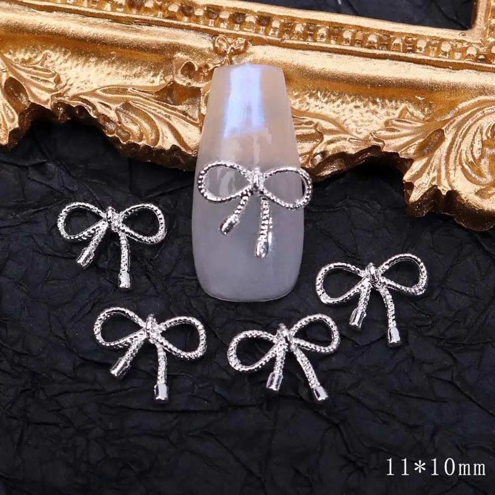 Gold Silver Flowers Manicure Accessories Nail Rhinestones Nail Art Jewelry Bow Nail Decorations 3D Nail Art Drills
