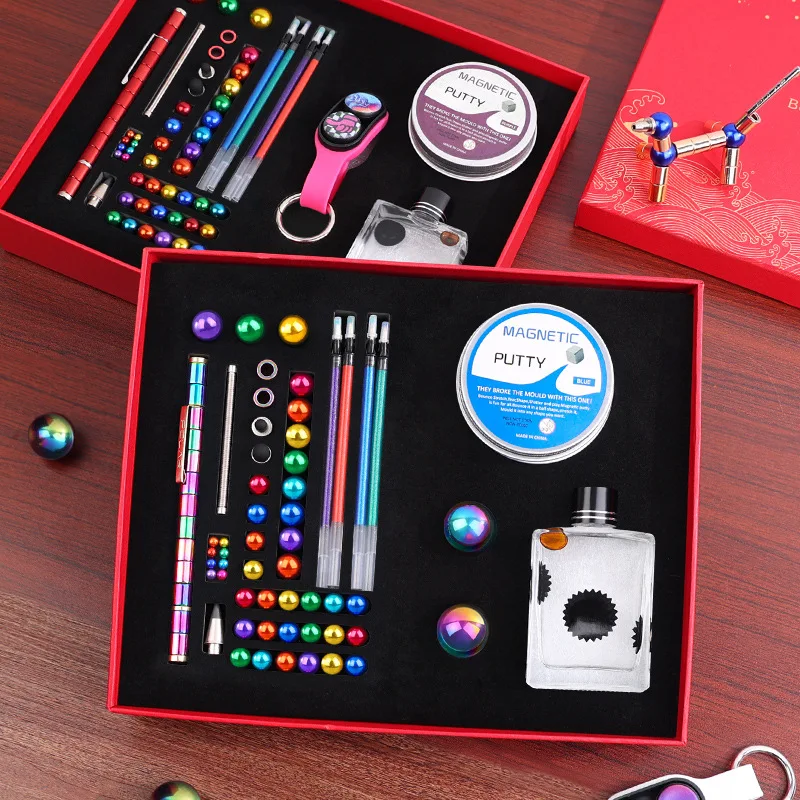 Creative magnetic rollerball, colorful puzzle game, party drawing, keychain, interactive science experiment pen, gift stationery