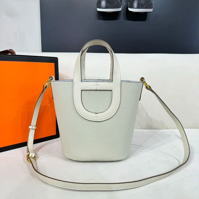 

Women Brand Design New Leather Bucket Bag Ladies Lychee Grain Solid Color Shoulder Bag Large Capacity Fashion Crossbody Bag