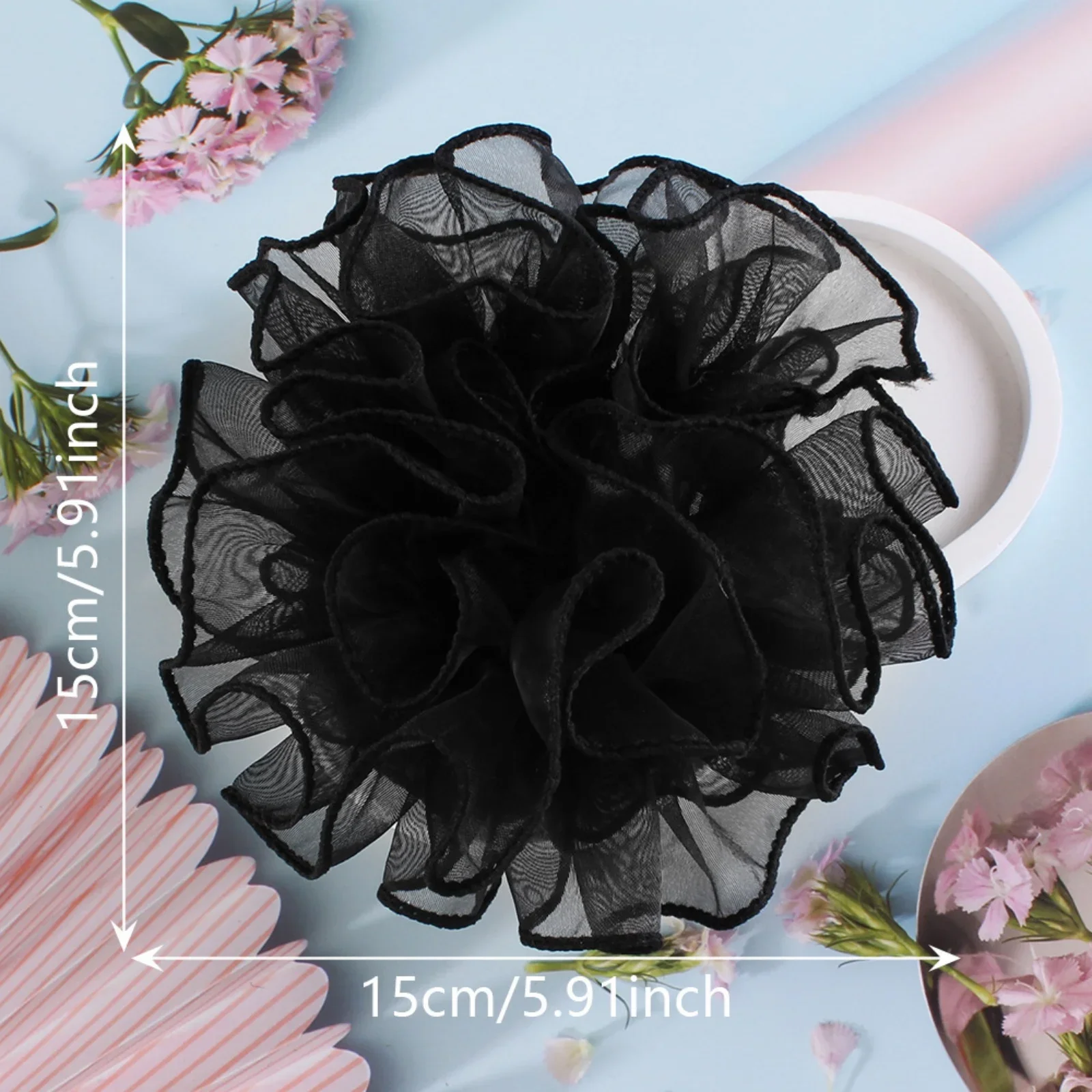 Elegant Ruffled Organza Hair Scrunchie - Multi-Color Chiffon Hair Tie for Stylish Everyday & Party Looks