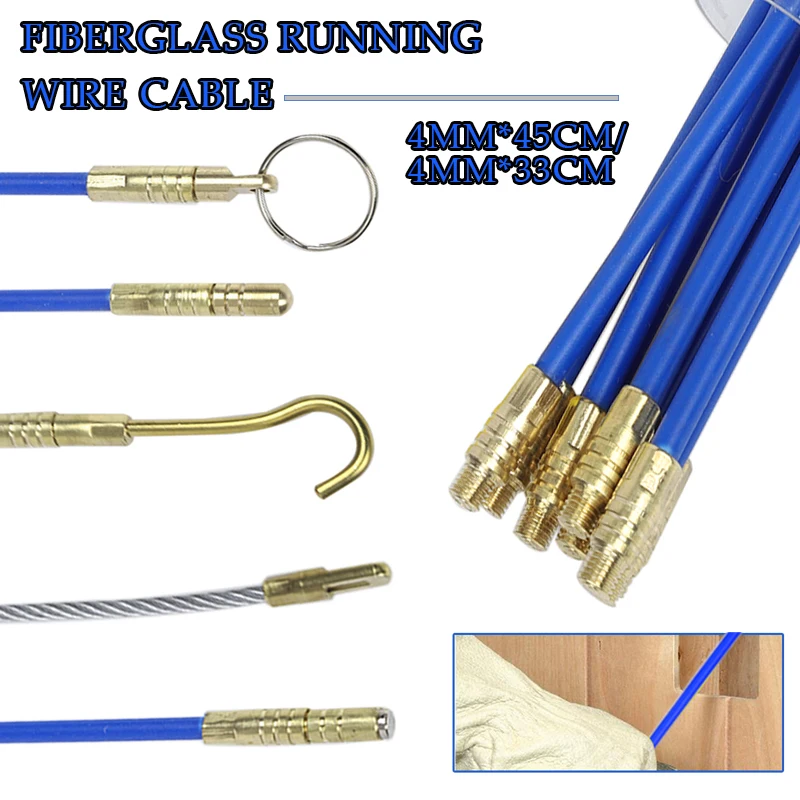 10Pcs 1M/58CM/38CM Fiberglass Wire Cable Push Puller Running Rods Fish