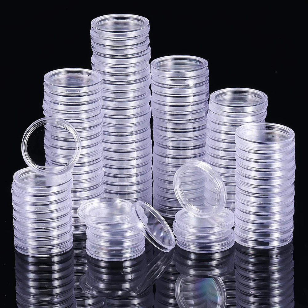 

High Quality Brand New Coin Container Storage Box Round Round Coin Thickened Plastic 200pcs 25 Mm Container Case