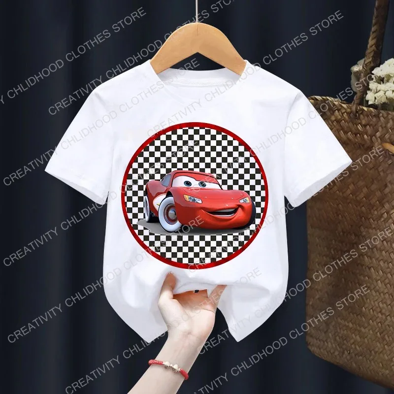 New Summer Disney Cars Children T-Shirt Lightning McQueen Clothes Kawaii Anime Cartoons Kids Boy Girl Hip Hop T Shirt Casual Top 4