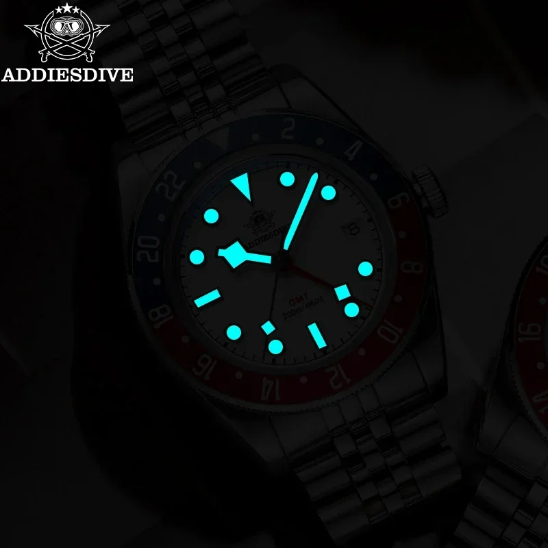 ADDIESDIVE GMT腕時計 200m防水 ADDIESDIVE HOT AD2044 GMT Quartz Watch Men's Sports Diving