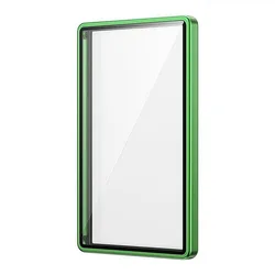 Premium Aluminium Frame Card Protector with UV Protection - Double - Sided Glass, Transparent & Durable (Light Green)