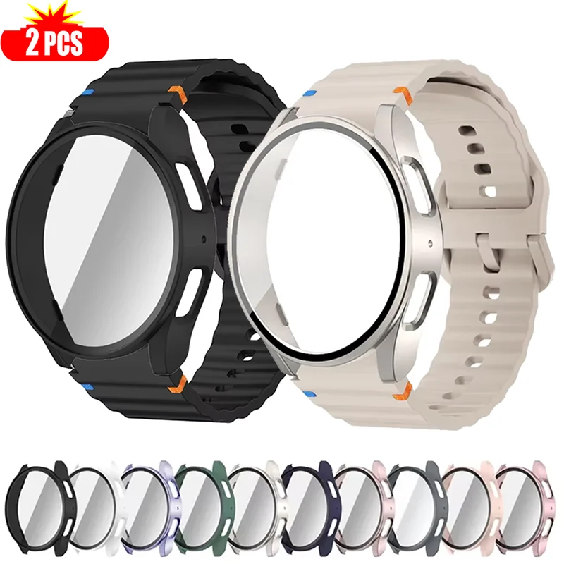 Dual Pack Protective Case and Strap with Tempered Glass and PC Bumper
