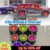 1/64 Model Car Electroplate Wheels with Detachable Tires Five Spoke Refitting Parts for Hot Wheels Matchbox D:11mm+13mm 1 Set 1