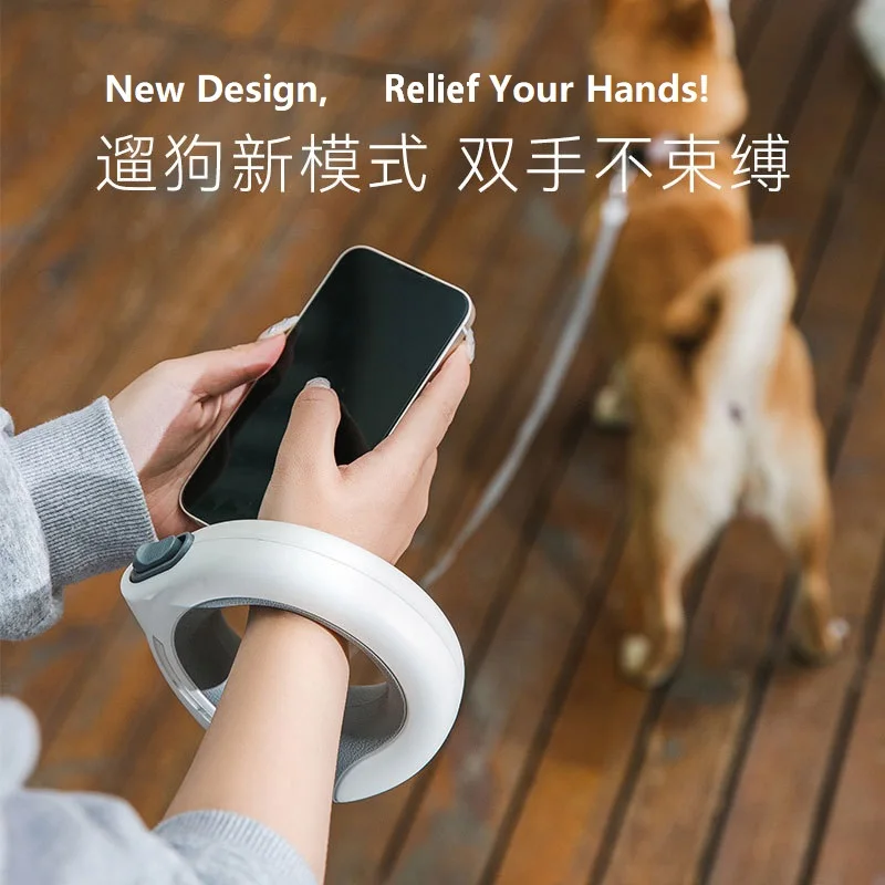 RetractableWearableDogLeashwithBrightLEDLightRechargeablewith