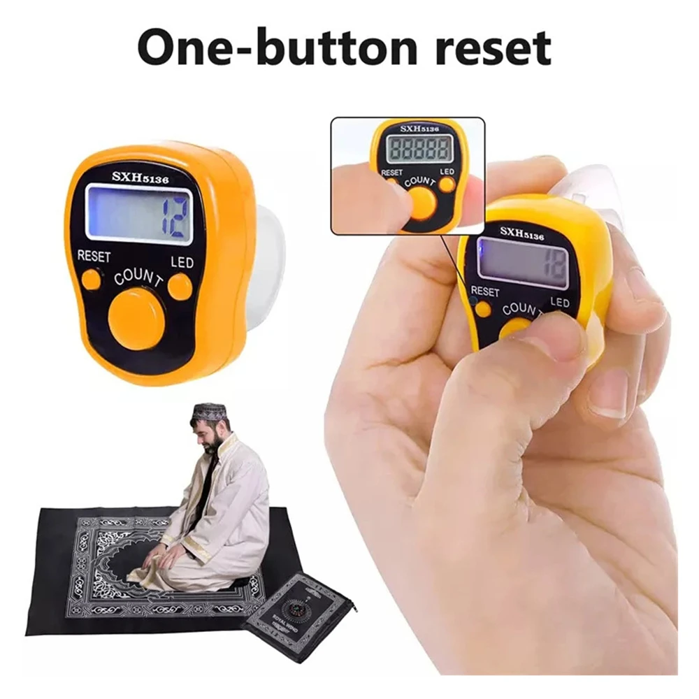 Description Picture 6 of item1~10PCS Finger Counter W/ Compass Islamic Tasbih Bead 5 Digital LED Electronic Handheld Tally Counter Clicker Counter Ring