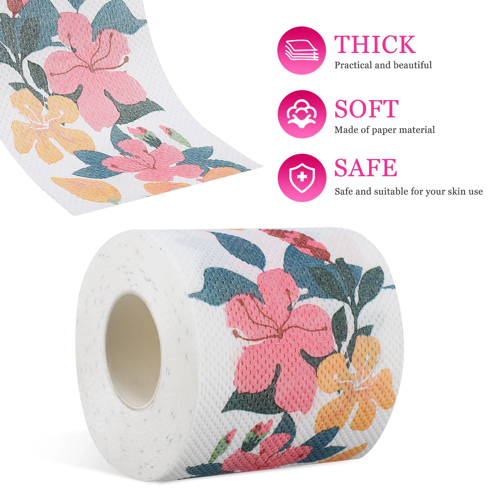 2 Rolls Printed Paper Standard Toilet Commercial Towels Colorful Napkins Tissue