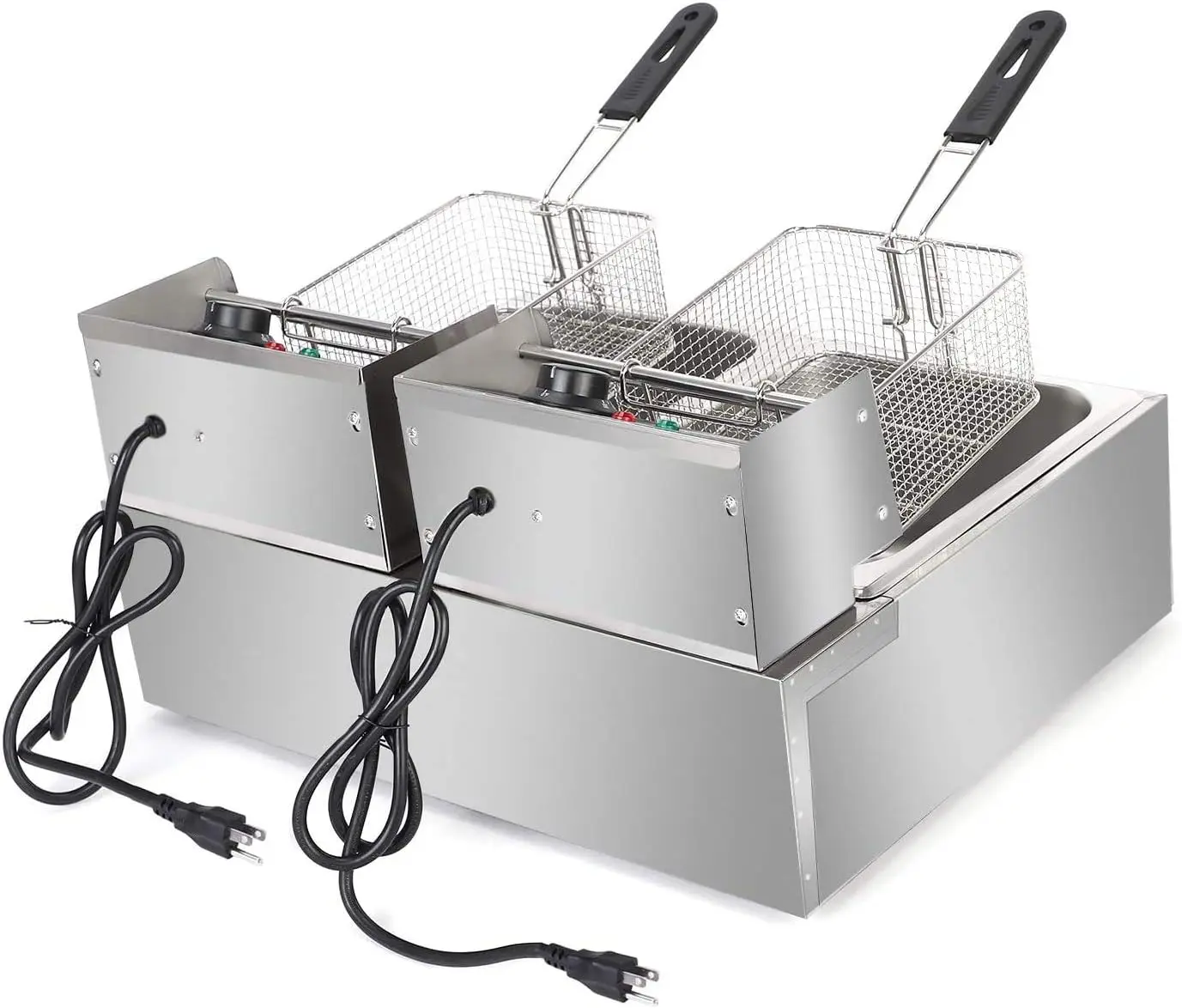 5000W Commercial Deep Fryer, 12L Electric Dual Tank Deep Fryer
