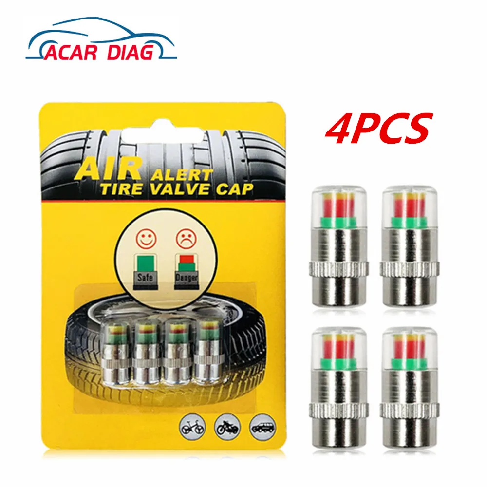 4pcssetTirePressureAlertMonitoringValveCapCarMotorcycleTire