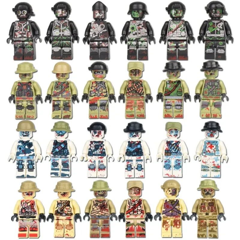 Militär-Zombie-Bausteine, Geister-Spezialpolizei, Wolf-Krieger, Spezialsoldaten, Mutanten-Zombie-Polizei, zusammengebautes Spielzeug